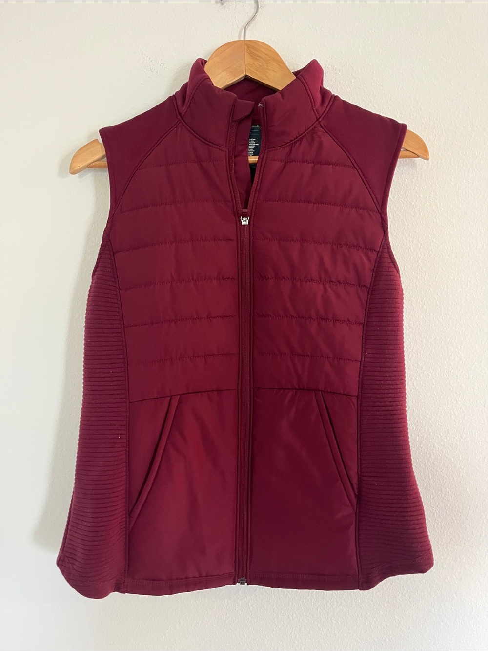 TEK Gear Quilted Burgundy Fleece Lined Vest